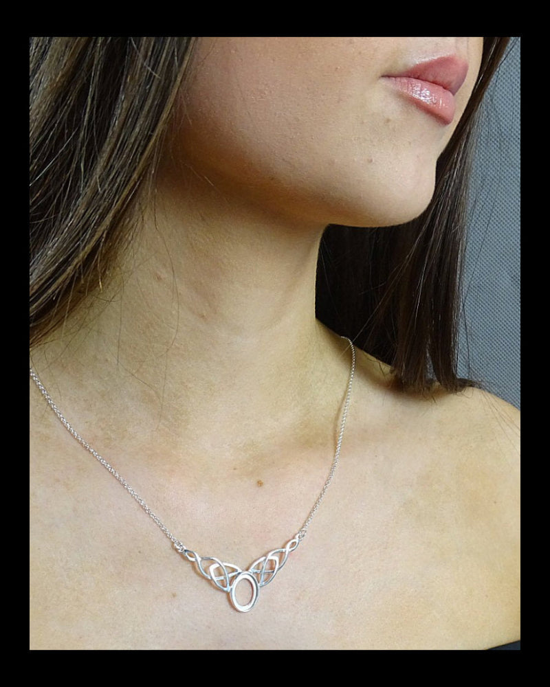 14x10 Silver Celtic Pendant Setting With Chain