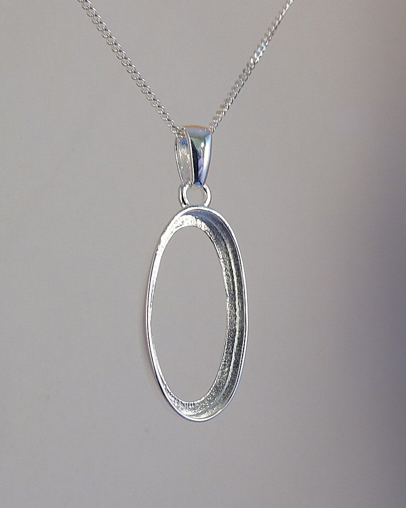 Silver 925 Plain Edge Pendant Setting