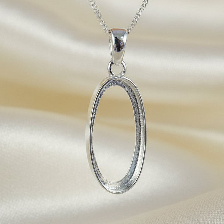 Silver 925 Plain Edge Pendant Setting