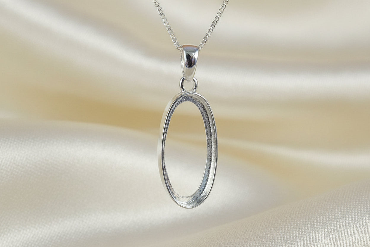 Silver 925 Plain Edge Pendant Setting