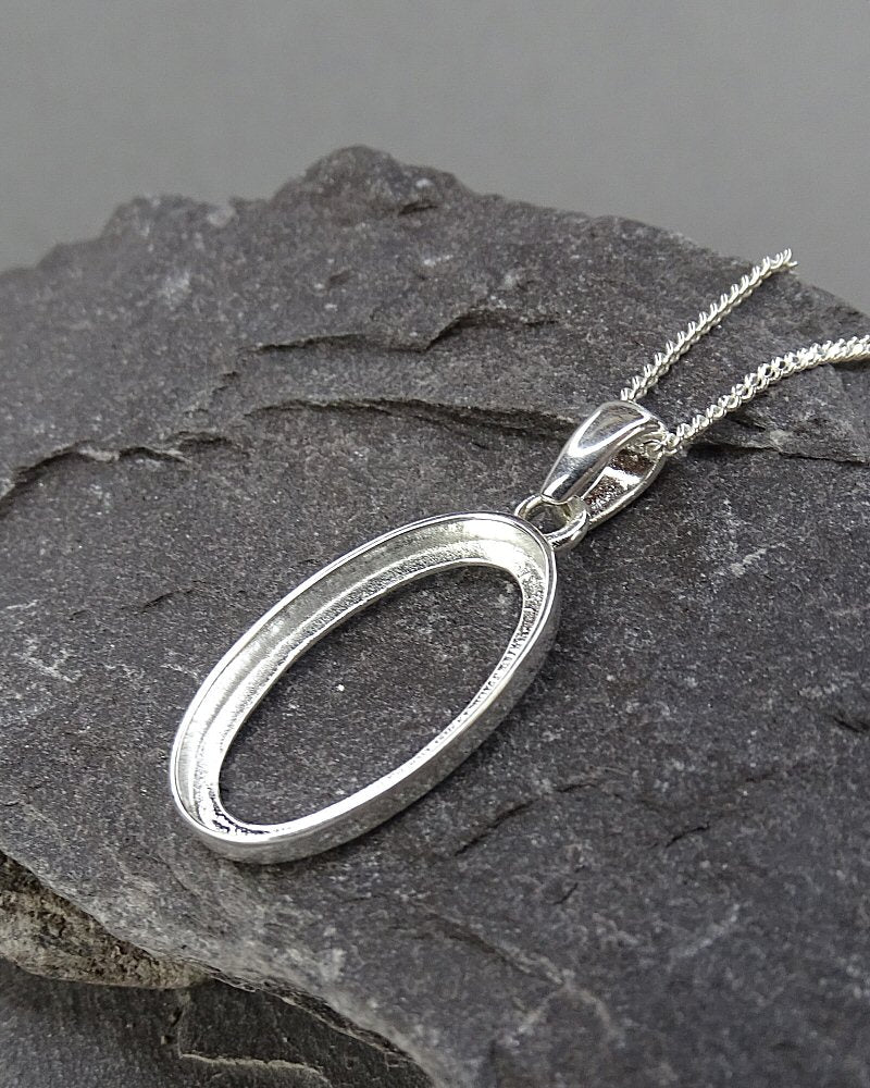 Silver 925 Plain Edge Pendant Setting