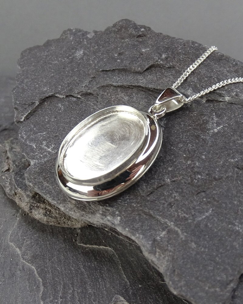 18x13 Silver Locket Mount Suitable For Resin Or Cabochons