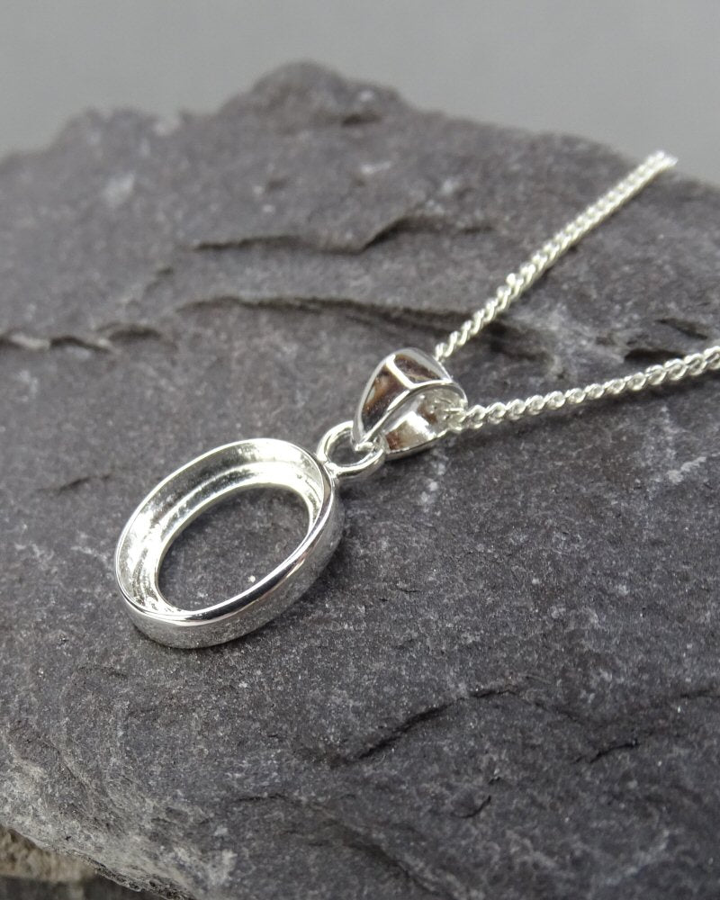 Silver 925 10x8 Pendant Cabochon Setting