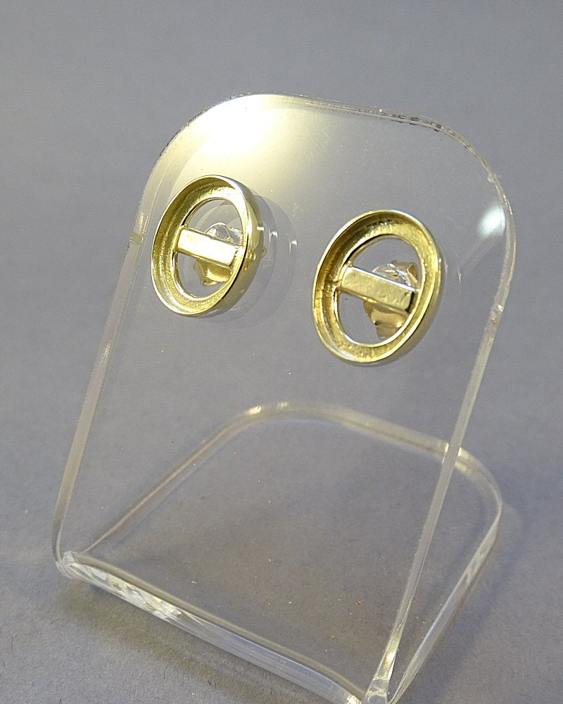 Gold Plain Edge Stud Earrings To Fit Cabochons