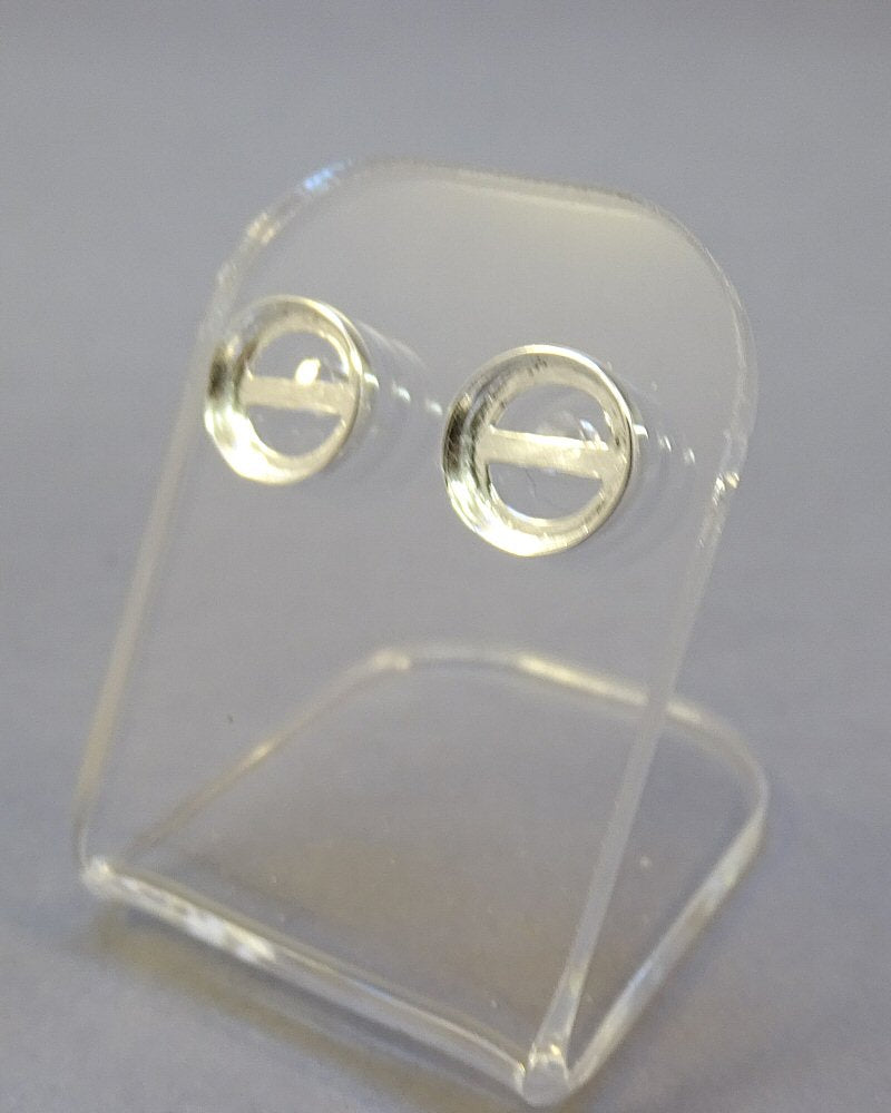 Plain Edge Silver Ear Stud Bezels For 8mm Cabochon