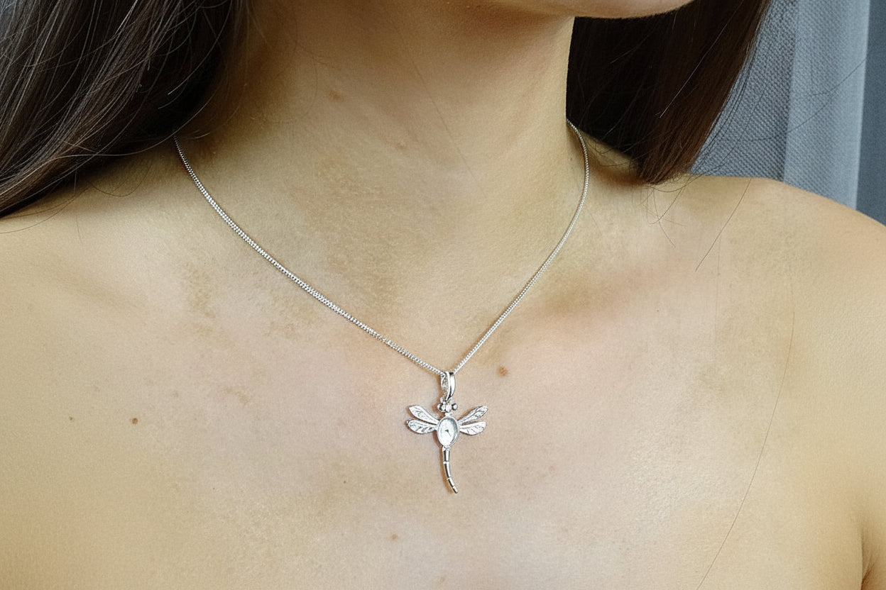 Silver 925 Dragonfly Pendant Setting For 7x5