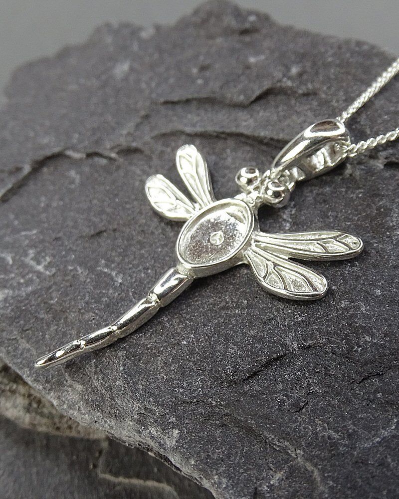 Silver 925 Dragonfly Pendant Setting For 7x5