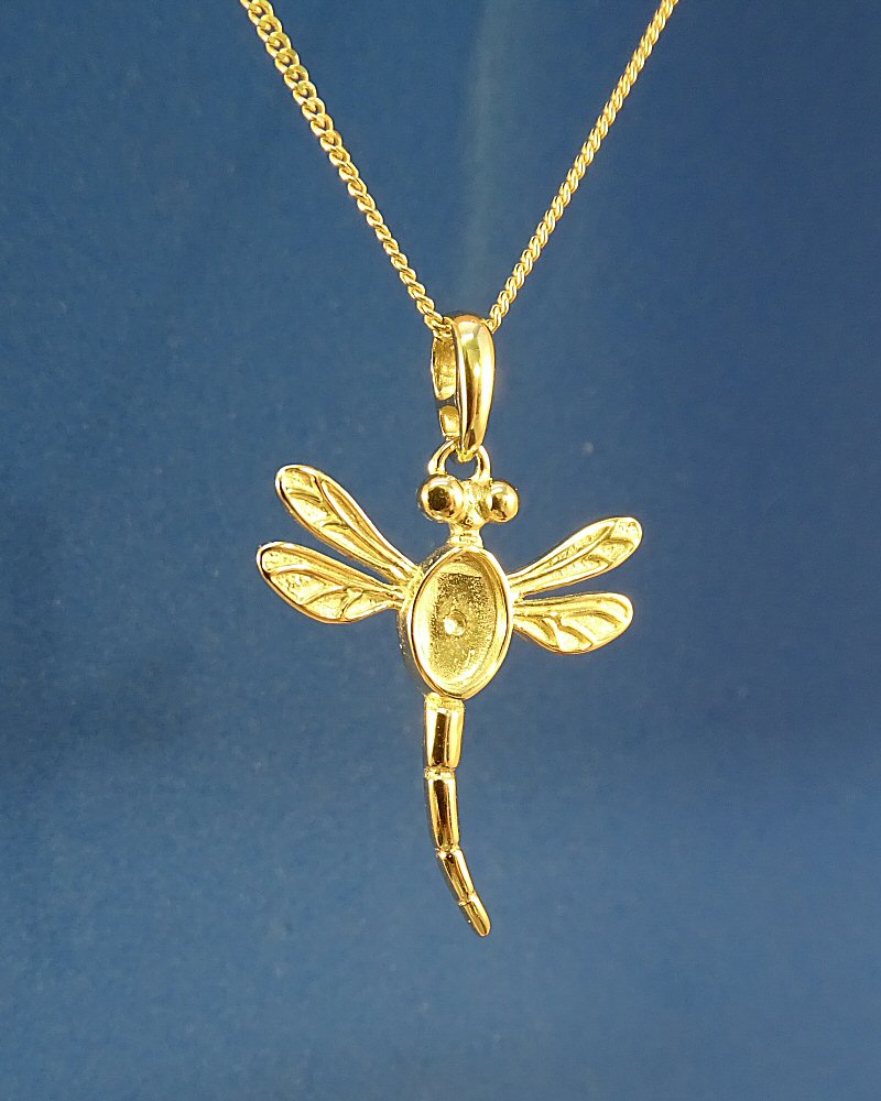 Solid Gold Dragonfly Pendant To Fit 7x5 Or Suitable Resin