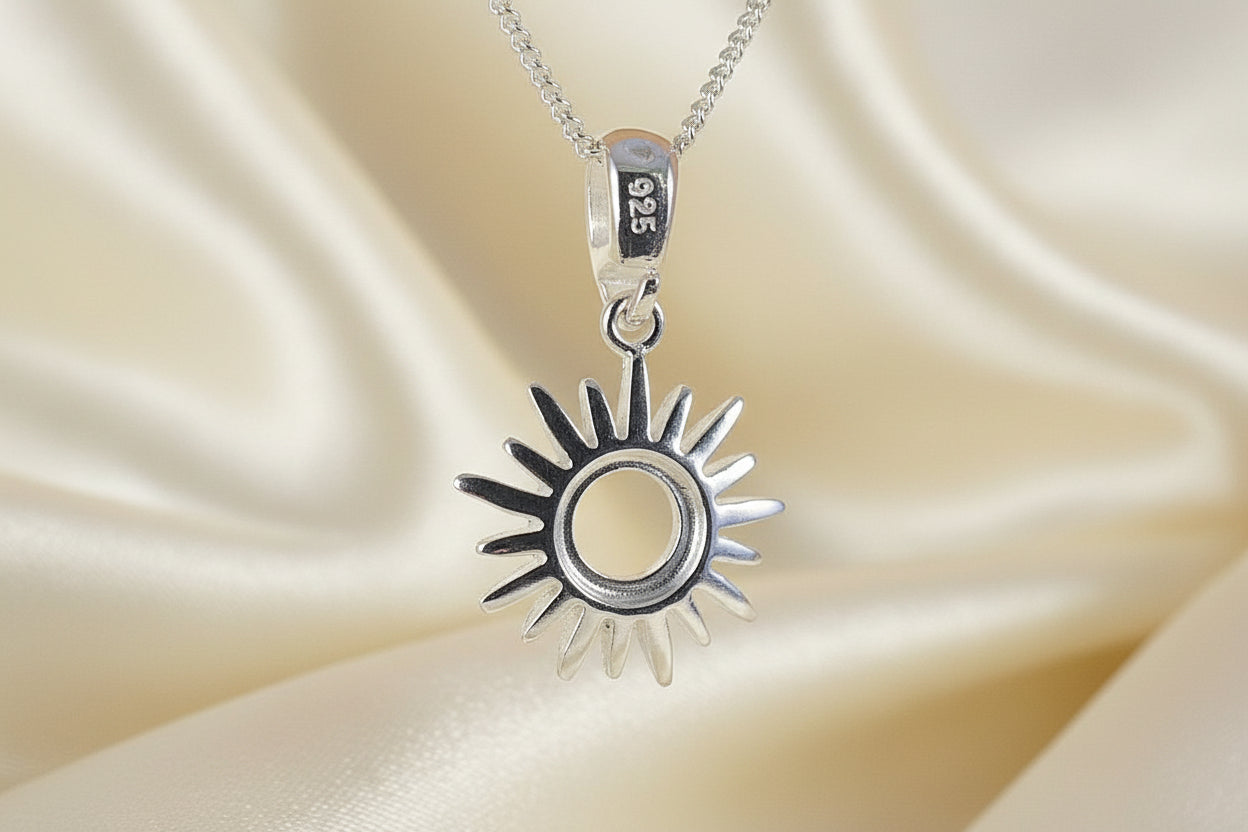 sunburst silver pendant blank