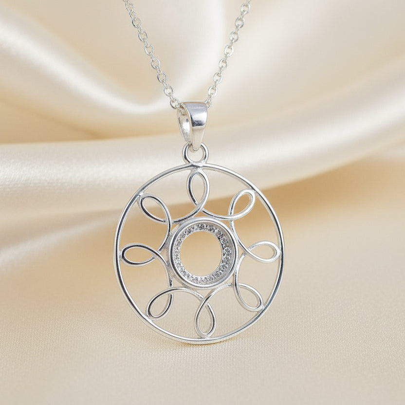 Silver 925 wire Pendant Setting for 8mm cabochon
