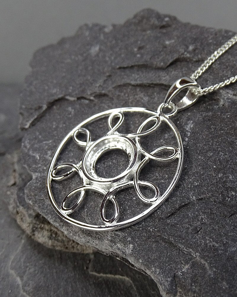 Silver 925 wire Pendant Setting for 8mm cabochon