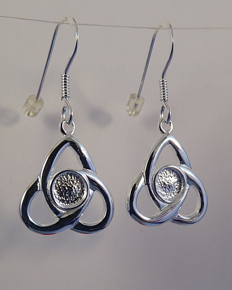 5mm Silver Celtic Unset Drop Earring Mounts