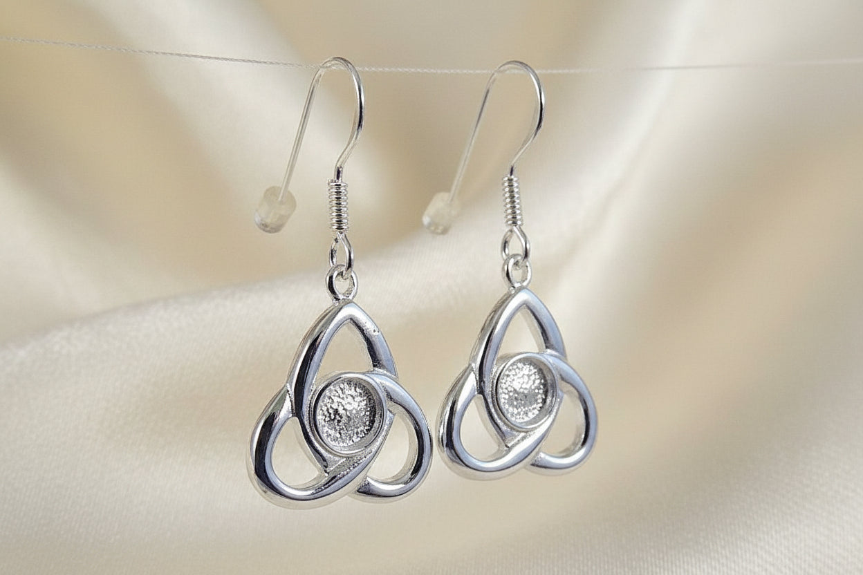 5mm Silver Celtic Unset Drop Earring Mounts