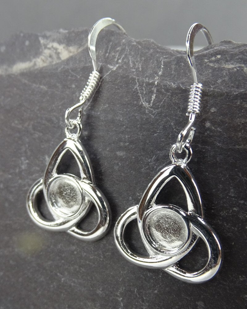 5mm Silver Celtic Unset Drop Earring Mounts