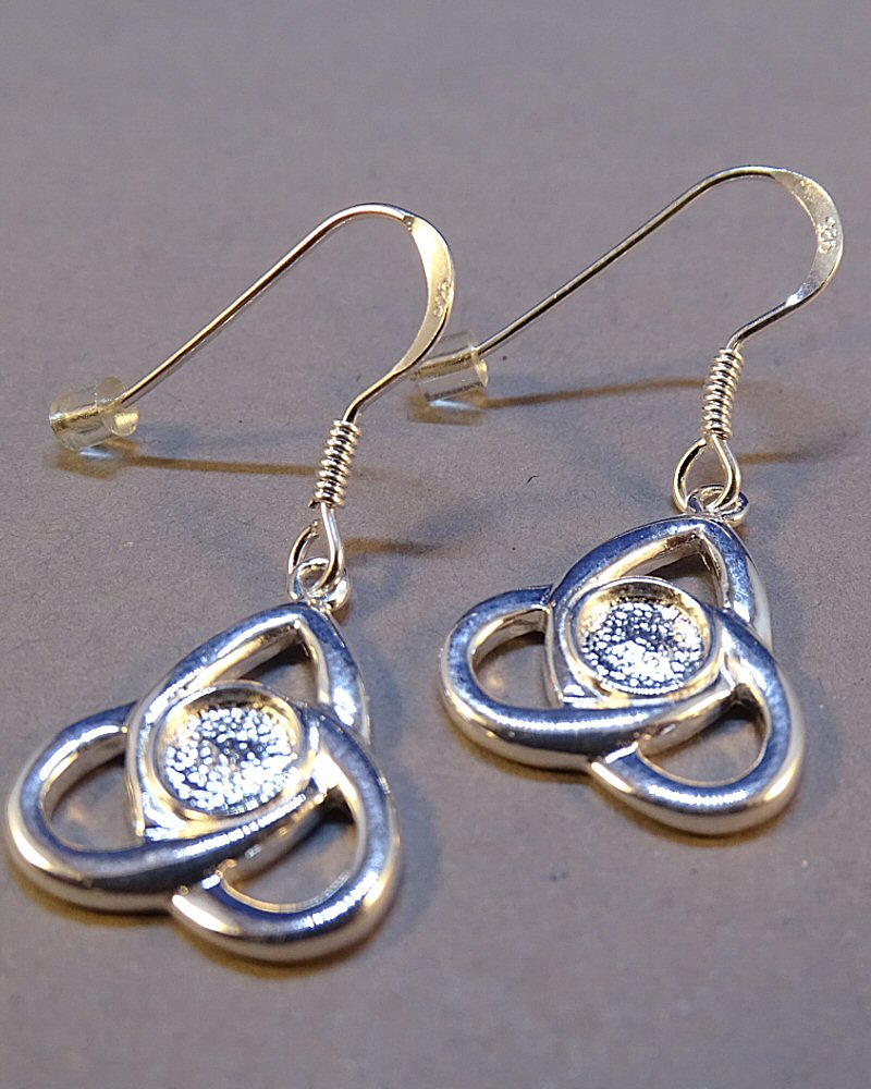 5mm Silver Celtic Unset Drop Earring Mounts