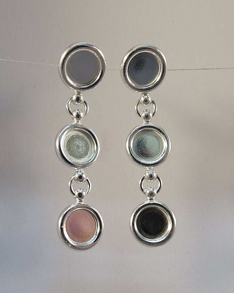Solid Silver Drop Earrings To Fit 3 6mm Cabochons or Resin
