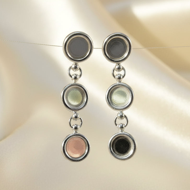 Solid Silver Drop Earrings To Fit 3 6mm Cabochons or Resin