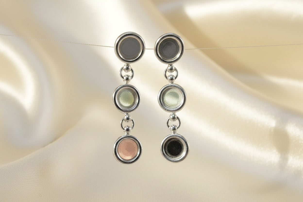 Solid Silver Drop Earrings To Fit 3 6mm Cabochons or Resin