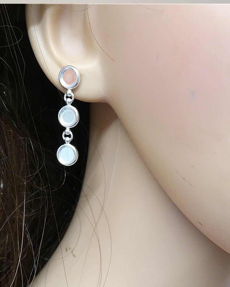 Silver Drop Earring Mount to Fit 3 6mm Cabochons