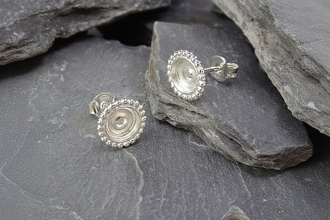 Silver Stud With Bead Edge To Set 6mm Cabochon