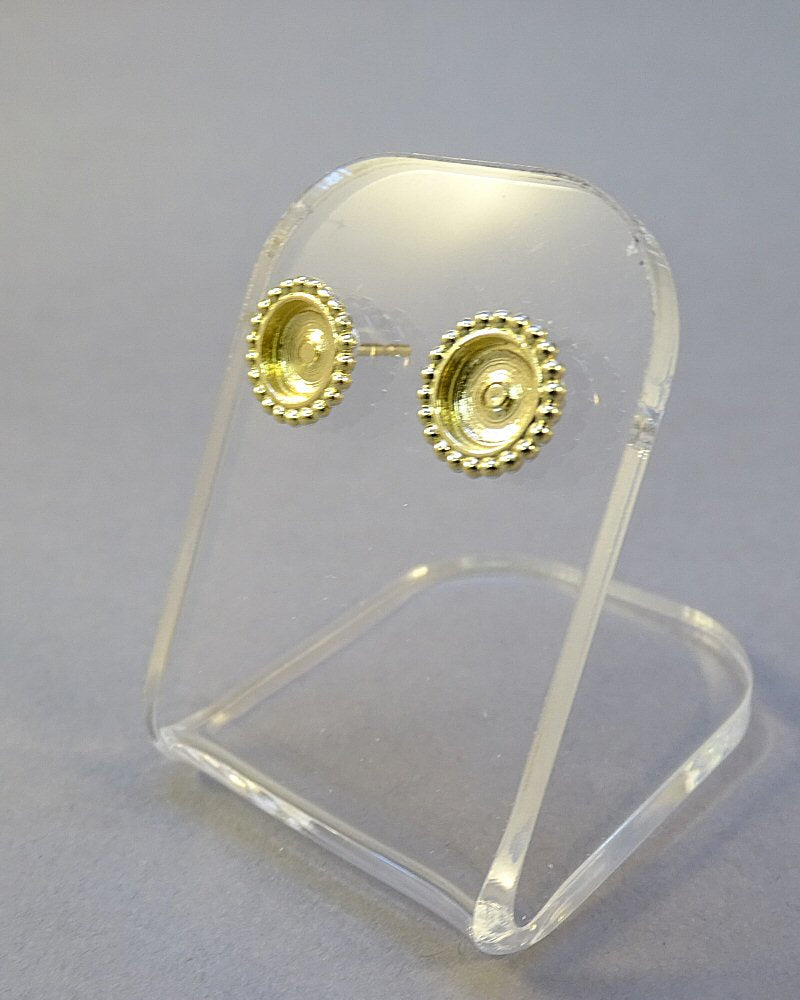 Solid Gold Bead Edge Studs To Fit 6mm Cabochon