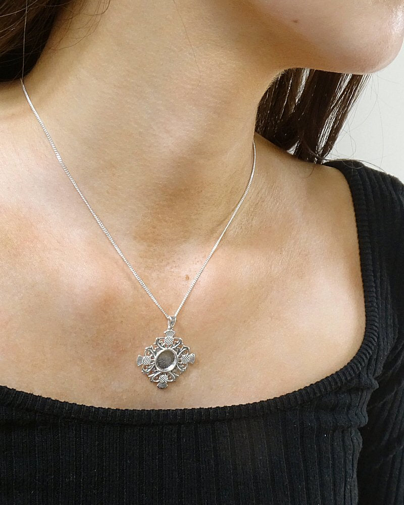 Silver Thistle Pendant To F it a 10mm Cabochon or Resin