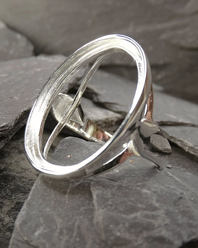 Plain Edge Silver Ring Setting For Cabochon Size 25x18