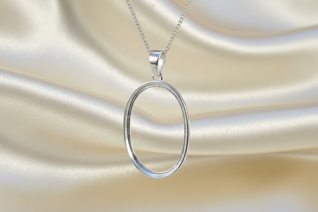 Light Weight 25x18 Plain Edge Pendant Bezel Mount
