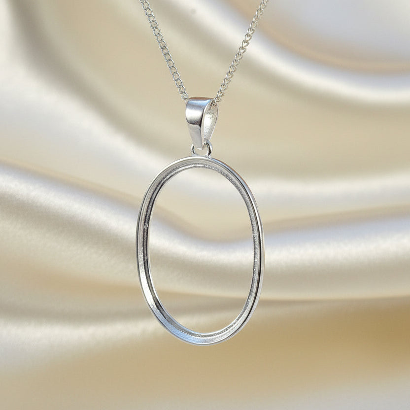Light Weight 25x18 Plain Edge Pendant Bezel Mount