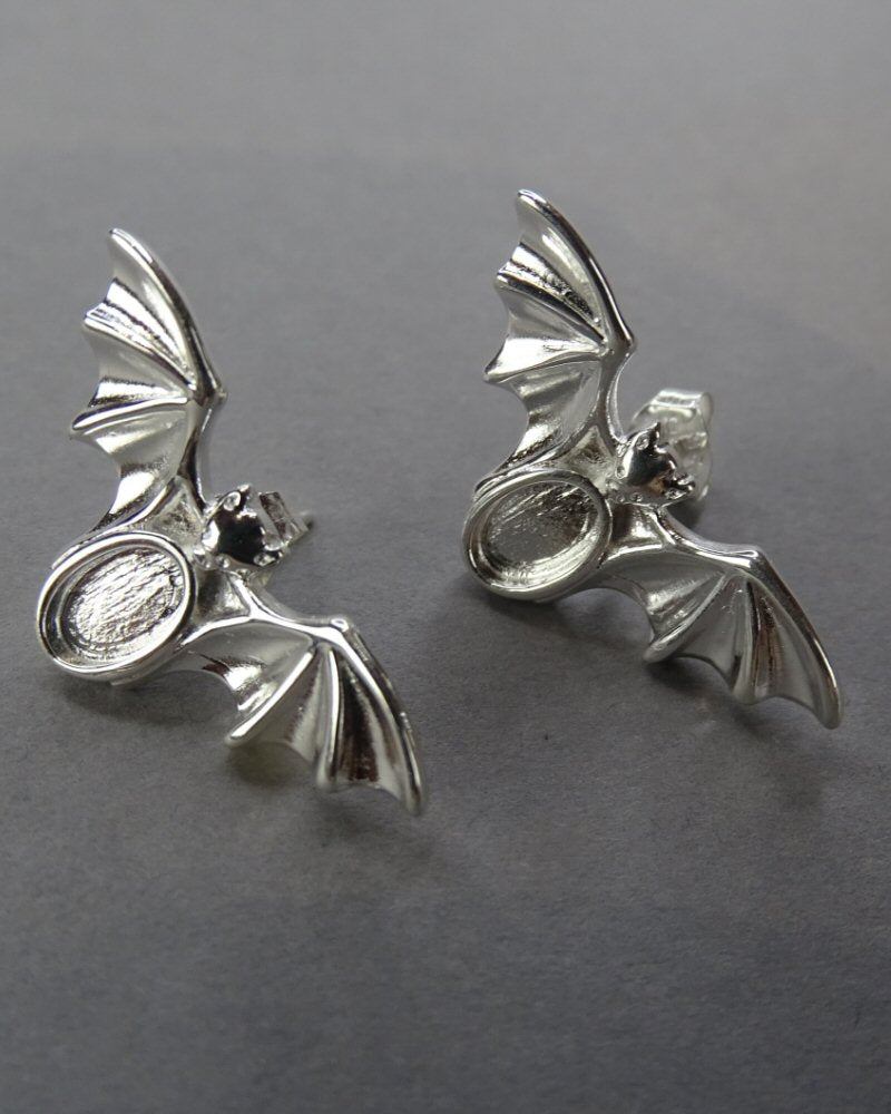 Sold Silver Bat Earrings For 6x4 Cabochon Or Resin