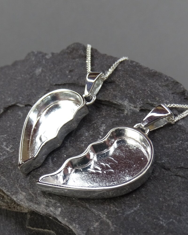 BFF Solid Silver Two Part Heart Pendant Suitable For Resin