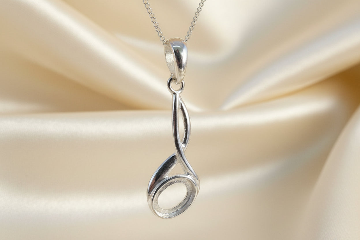 Silver Pendant Setting For 8x6 Cabochon