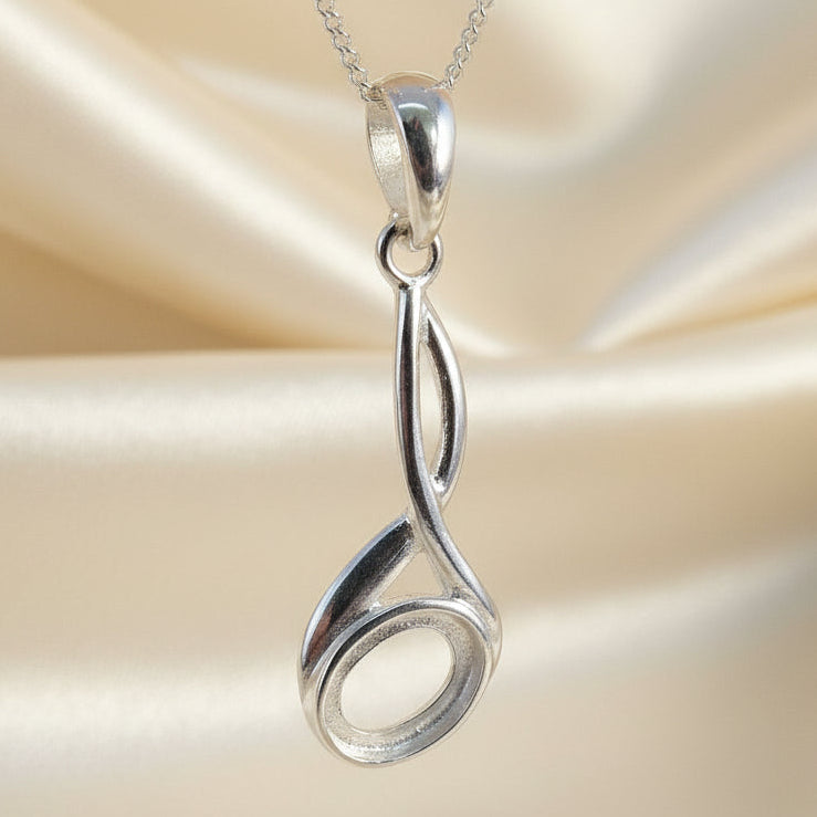 Silver Pendant Setting For 8x6 Cabochon