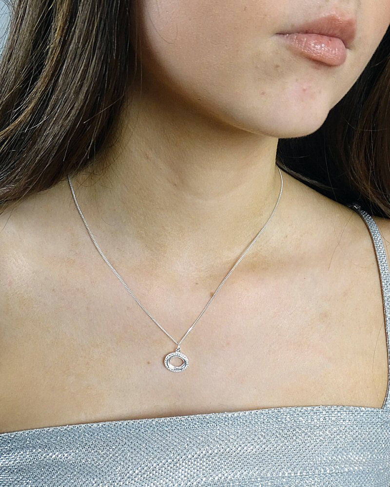 Solid Silver Pendant for 10x8 Cabochon with CZ Suround