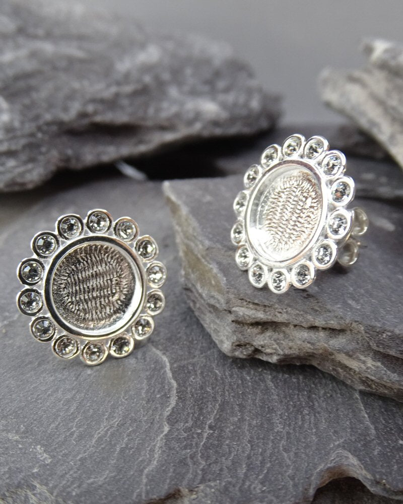 Stunning Silver CZ Stud Earrings To Fit 8mm Cabochon Or Resin