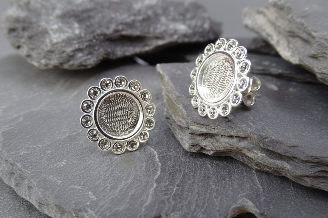 Stunning Silver CZ Stud Earrings To Fit 8mm Cabochon Or Resin