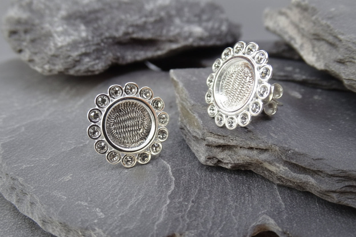 Stunning Silver CZ Stud Earrings To Fit 8mm Cabochon Or Resin