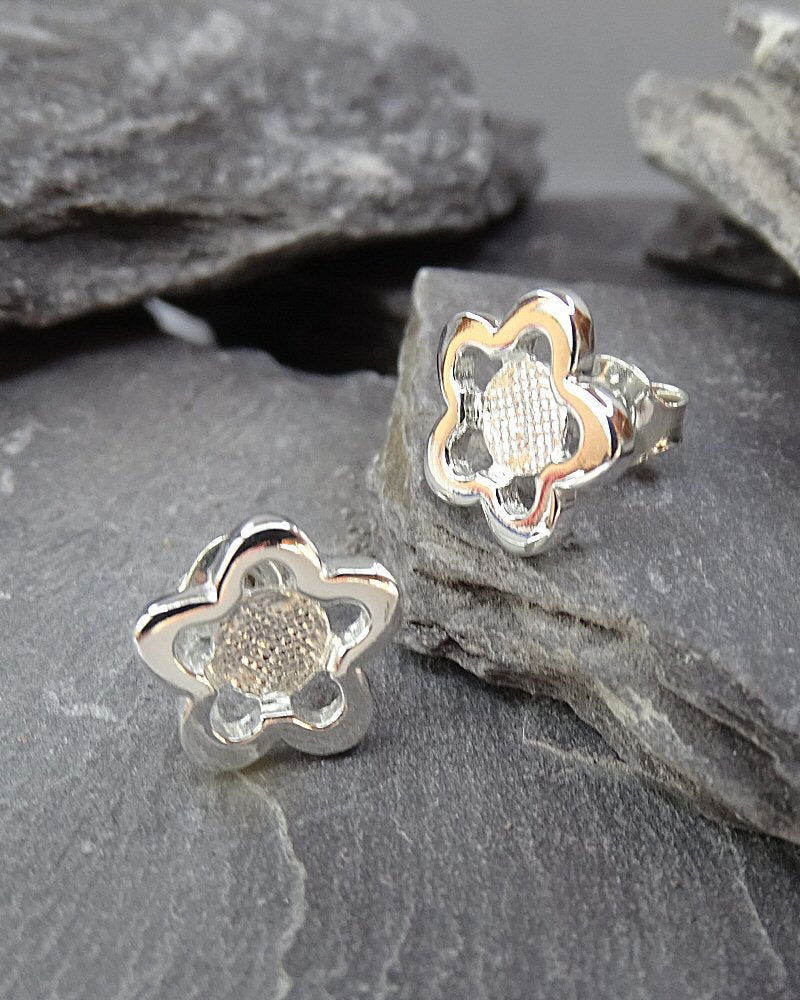 Silver Daisy Studs For 5MM Stone