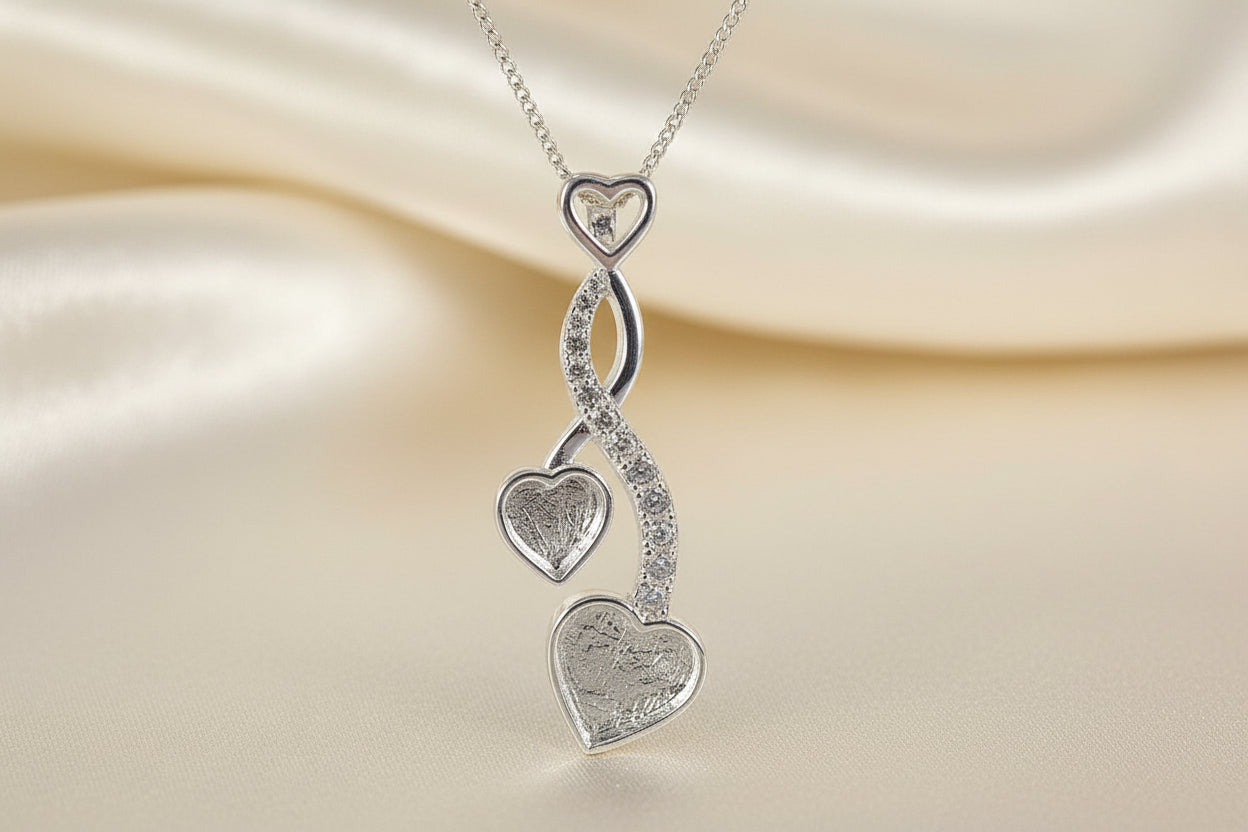 double entwinned heart cz pendant setting
