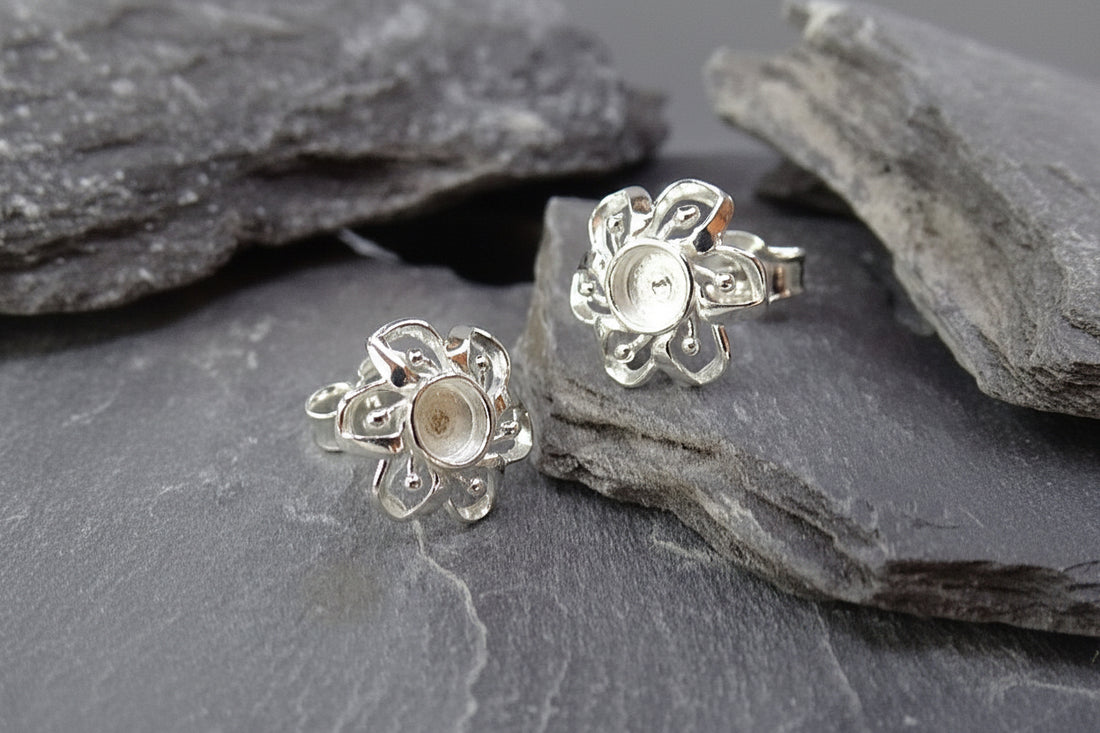 Silver Studs Earrings To Fit 4mm Cabochons