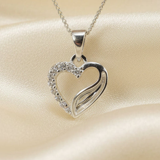 Solid silver heart pendant blank suitable for resin