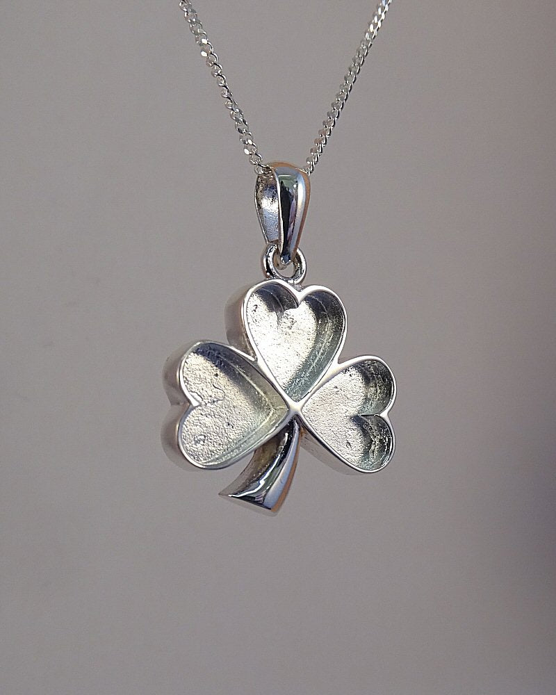silver shamrock pendant blank