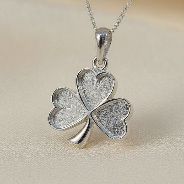 silver shamrock pendant blank