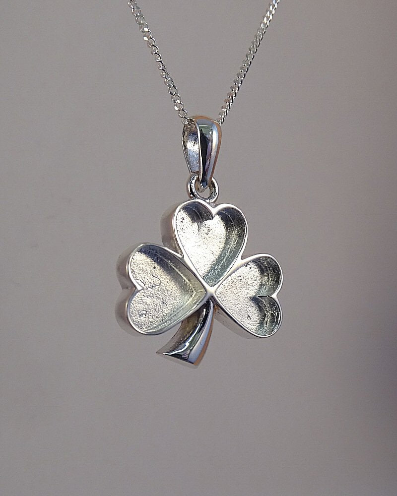 Solid Silver Shamrock Pendant Suitable For Use With Resin