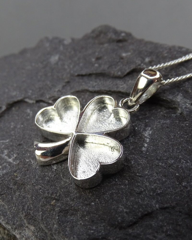 Solid Silver Shamrock Pendant Suitable For Use With Resin