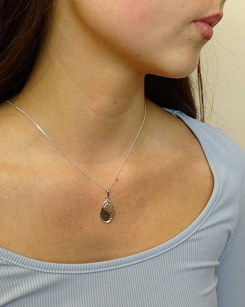 Fancy Silver Tear Drop Pendant Setting