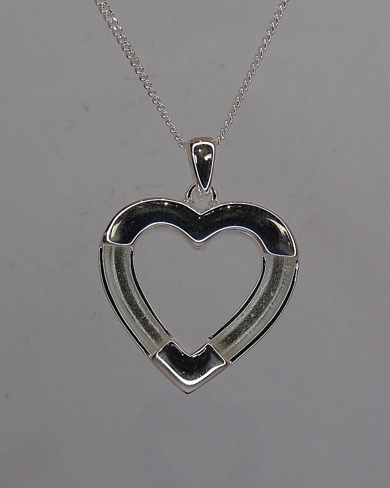Solid Silver equestrian Heart Pendant setting For Horse Hair