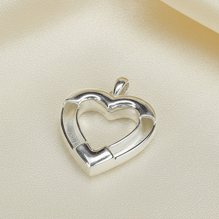 Solid Silver equestrian Heart Pendant stock pin setting For Horse Hair