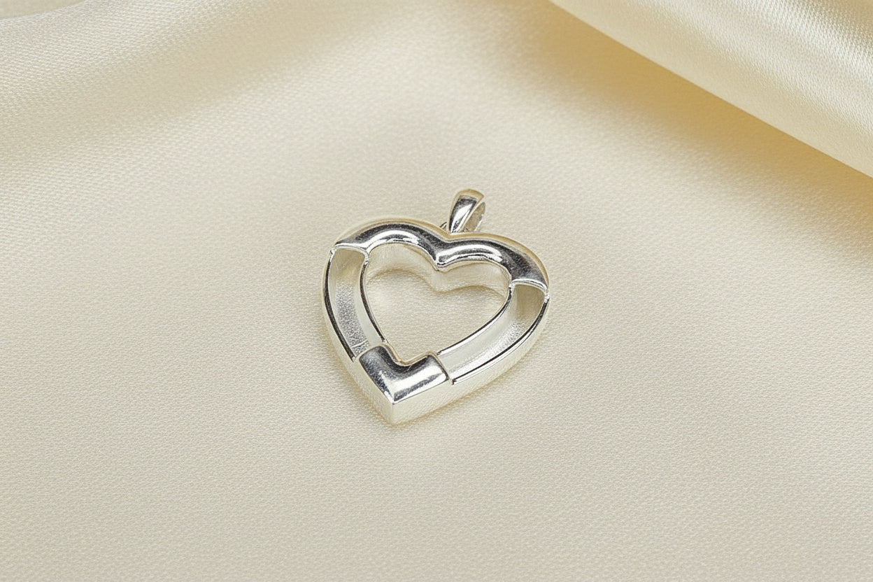Solid Silver equestrian Heart Pendant stock pin setting For Horse Hair
