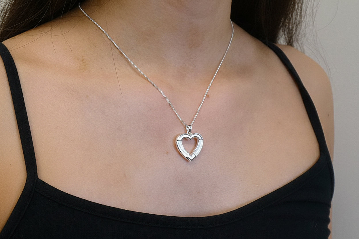 Solid Silver equestrian Heart Pendant stock pin setting For Horse Hair